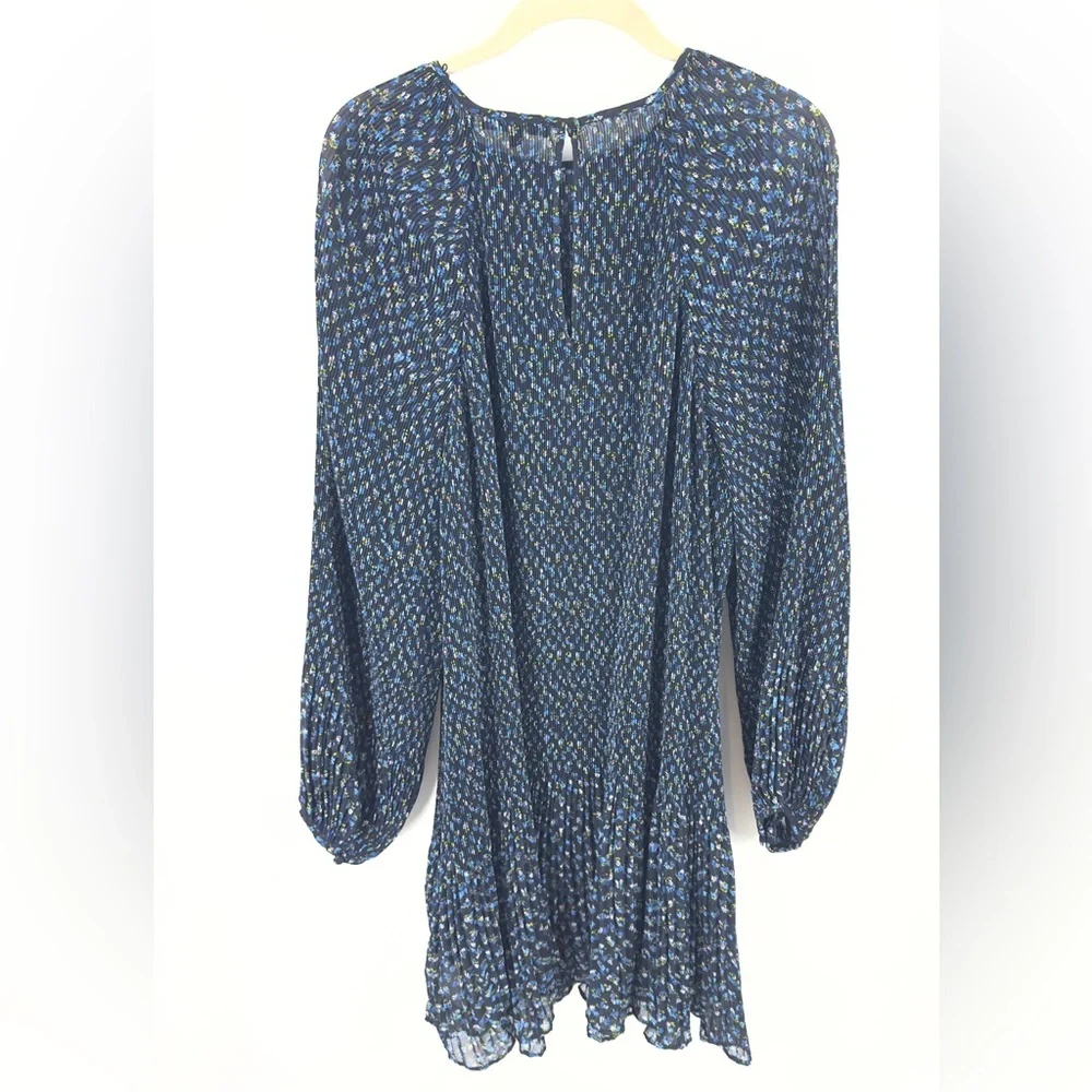 Madewell Crinkle Georgette Mini Dress Womens Size 1X Blue Floral Boho Peasant